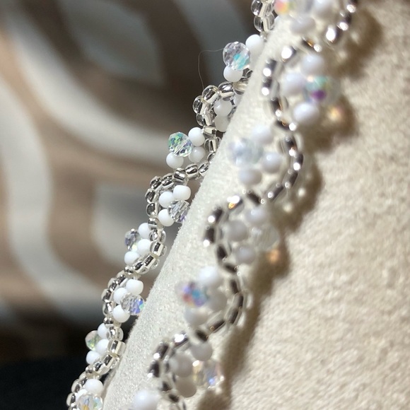 Silver Crystal Sparkle White Beaded Bracelet Fashion minimalist NEW - Picture 4 of 8